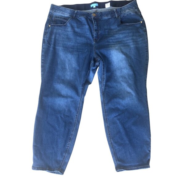 Draper James RSVP Plus Size 26W Jeans, Dark Wash Stretch Denim, Straight Leg - Picture 1 of 7